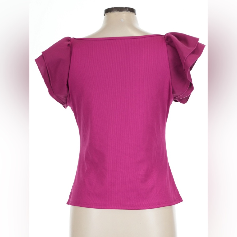 SHEIN Fuchsia Ruffle Sleeve Blouse